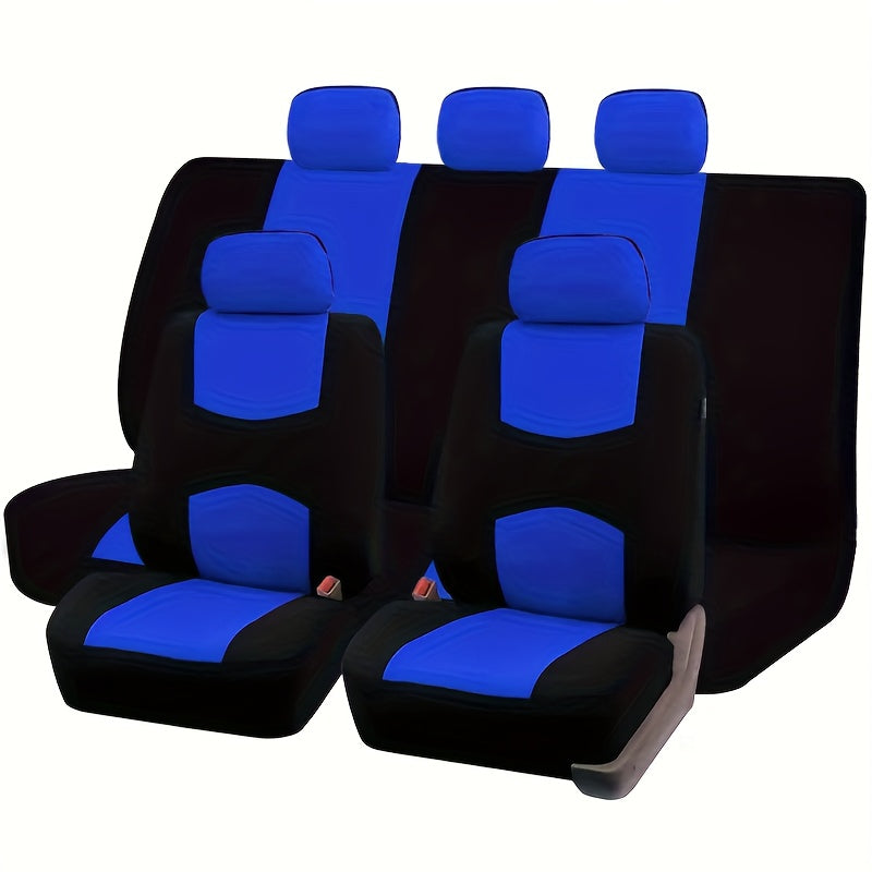 Car Seat Covers 5-Seat Breathable Knit Polyester Set with Front and Rear Pieces in Sixteen Colors