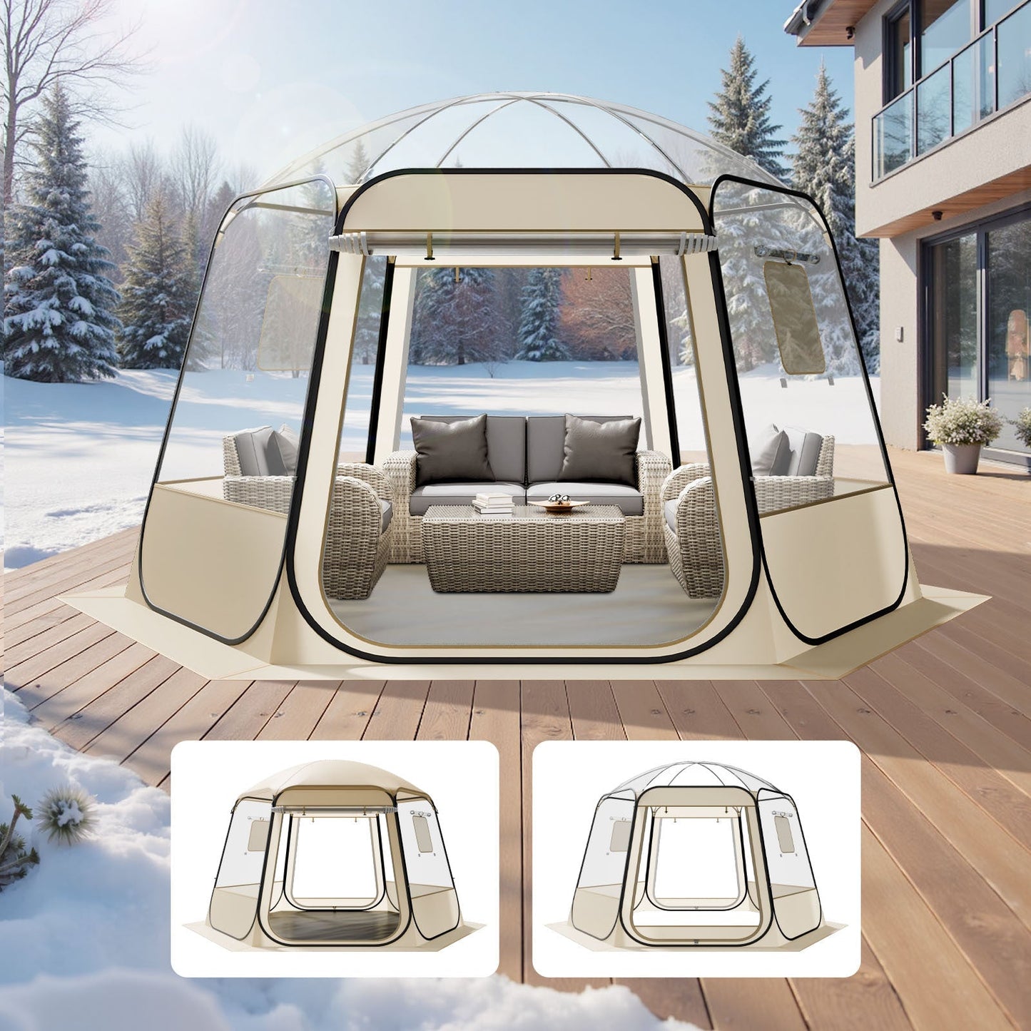 Pop Up Bubble Tent Clear Dome Tent 540° Panoramic Outdoor Shelter for Garden, Patio and Yard Use