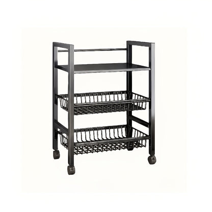 4 Tier Rolling Storage Rack with Wire Baskets Adjustable Metal Shelf on Wheels for Kitchen Pantry Bathroom Garage Closet Organizer
