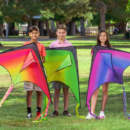 Large Delta Kite 3 Pack for Kids & Adults, Gradient Easy-to-Fly Kites with 58-Inch Wingspan & 262.5 Ft String