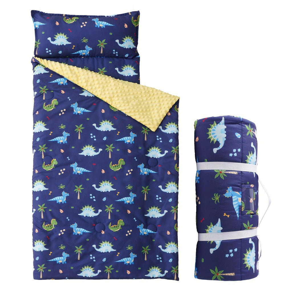 Kids Nap Mat Roll-Up Sleeping Mat for Daycare & Travel - 100% Polyester, Fun Prints for Entryways, Bedrooms and Living Spaces