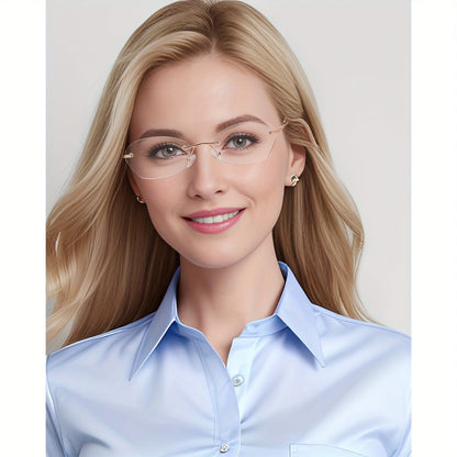 Reading Glasses – Three-Pair Rimless Metal Readers in Multiple Colors and Strengths with Multiple Strength and Color Options