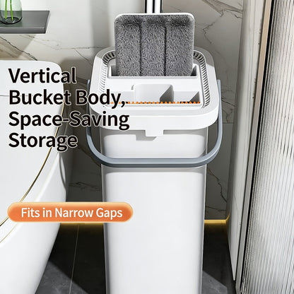 Hands-Free Flat Mop with Bucket Set – 8pcs, 6 Microfiber Pads & Gloves, Dry & Wet Floor Cleaning for Bedroom, Kitchen & Bathroom