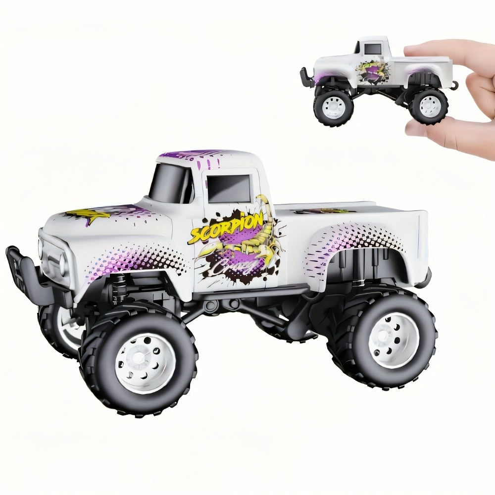 Remote Control Car, 1:64 Die-Cast Monster Truck with 2.4GHz Control, LED Headlights and Five Color Options