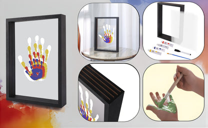 Handprint Kit for Family - DIY Wooden Keepsake Frame with Paint, Baby Hand & Footprint Craft Set