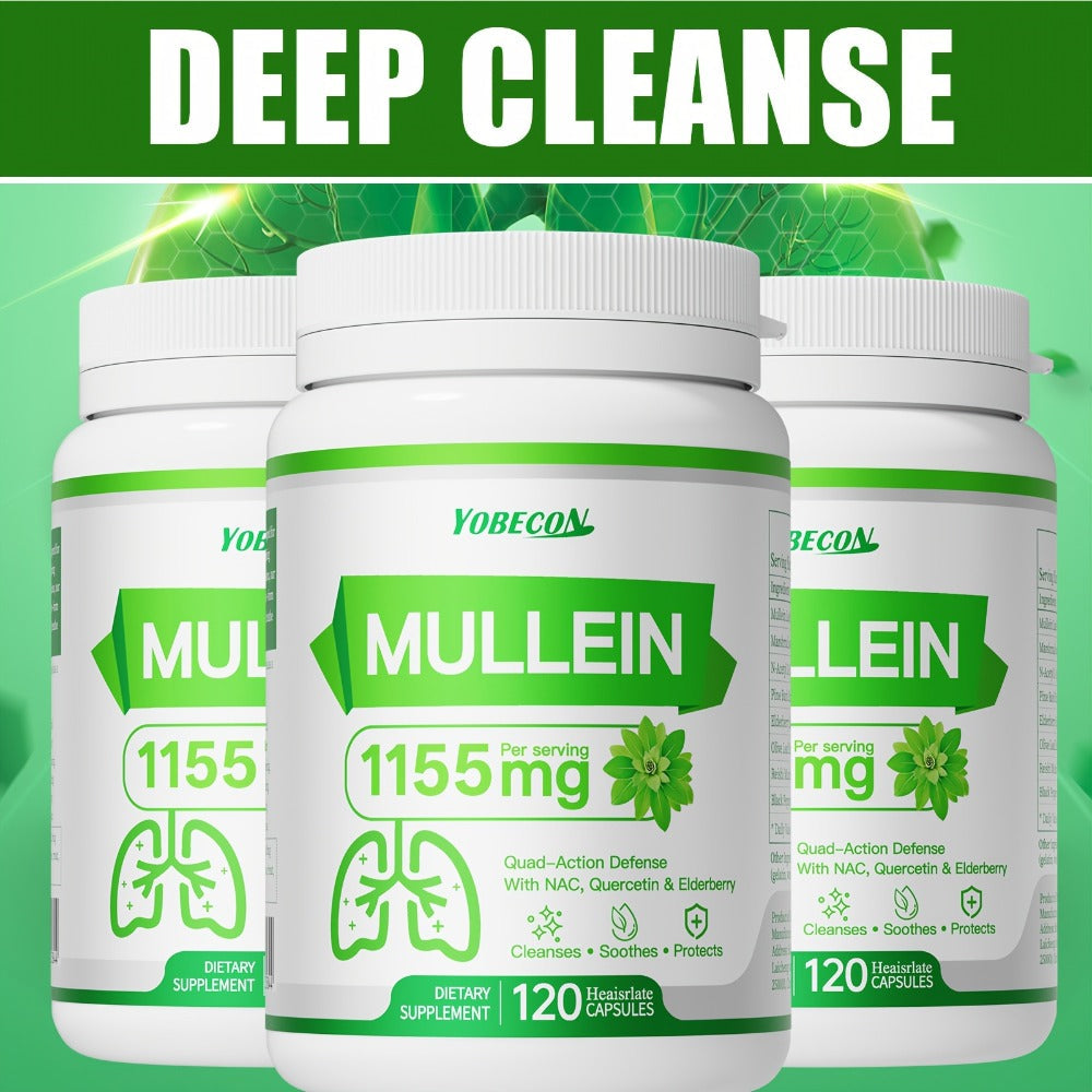 Mullein Lung Cleanse Capsules with NAC 45000mg – Mucus Removal, Dry Cough Relief & Respiratory Support Supplement for Women & Men
