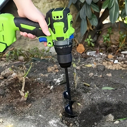 Auger Drill Bit with 3/8" Hex Round Shank, Garden Earth Planting Hole Digger for Power & Manual Drill