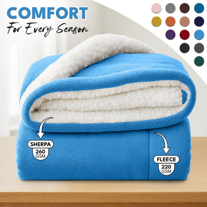 Sherpa Flannel Blanket, Double-Layer Ultra Throw for Bed, Sofa & Bedroom Decor, Better Sleep, 14 Colors