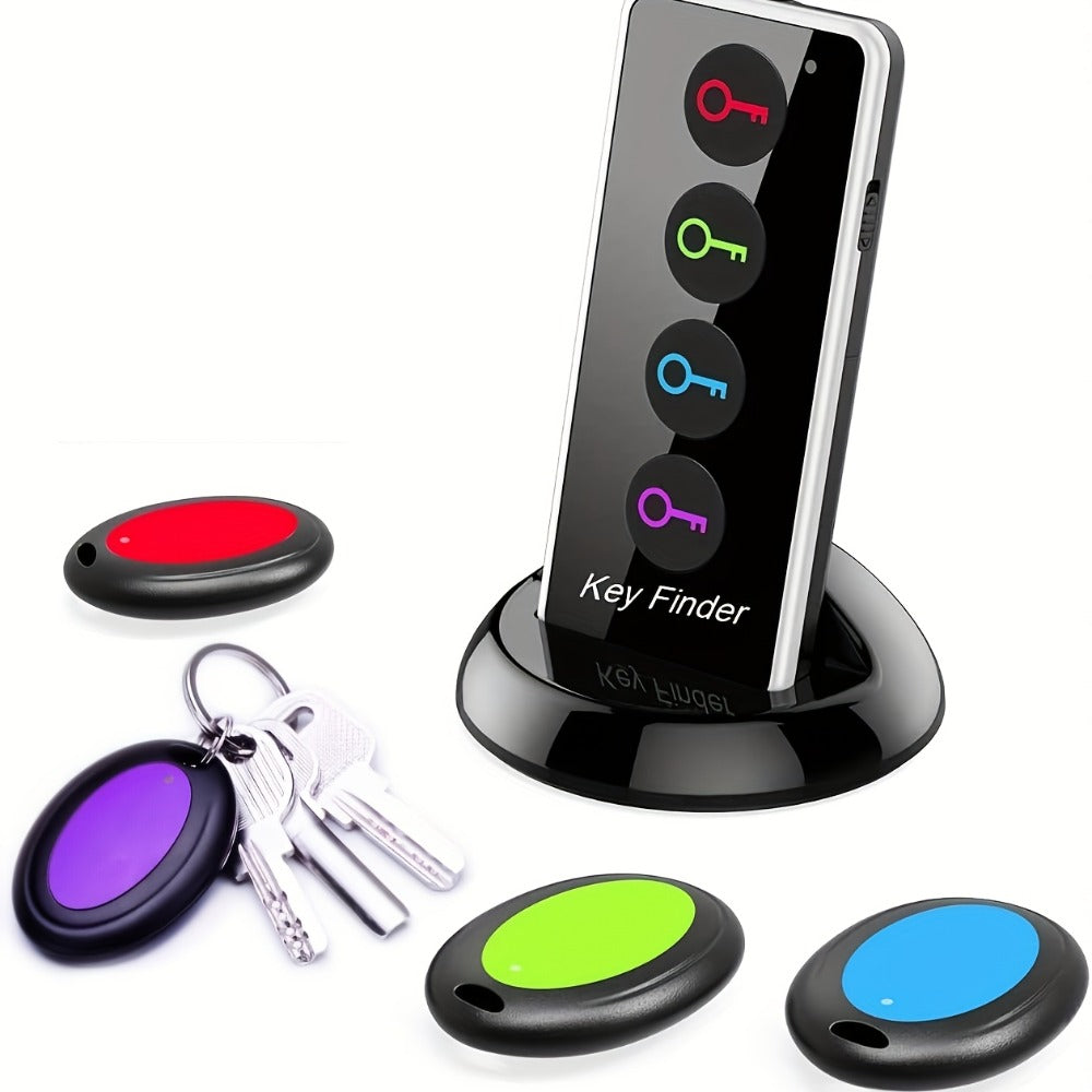 4-Receiver Wireless Key Finder 100ft Range with LED Flashlight – RF Item Locator for Keys Phones Wallets TV Remotes, No App No Bluetooth
