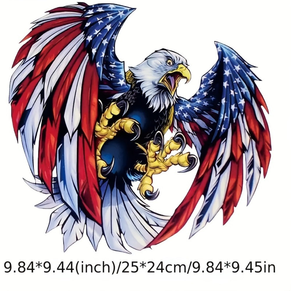 American Flag Eagle Vinyl Decal Four-Pack with 9.84 × 9.44-Inch Graphic for Vehicle Windows and Panels