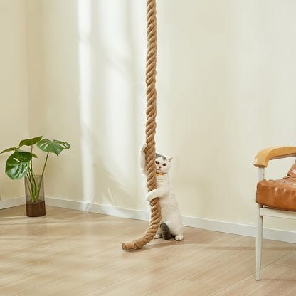 Wall-Mounted Cat Scratching Post with Climbing Rope Jute Rope Jump Platform Resting Perch Large Ladder Cat Tree Activity Center Space-Saving
