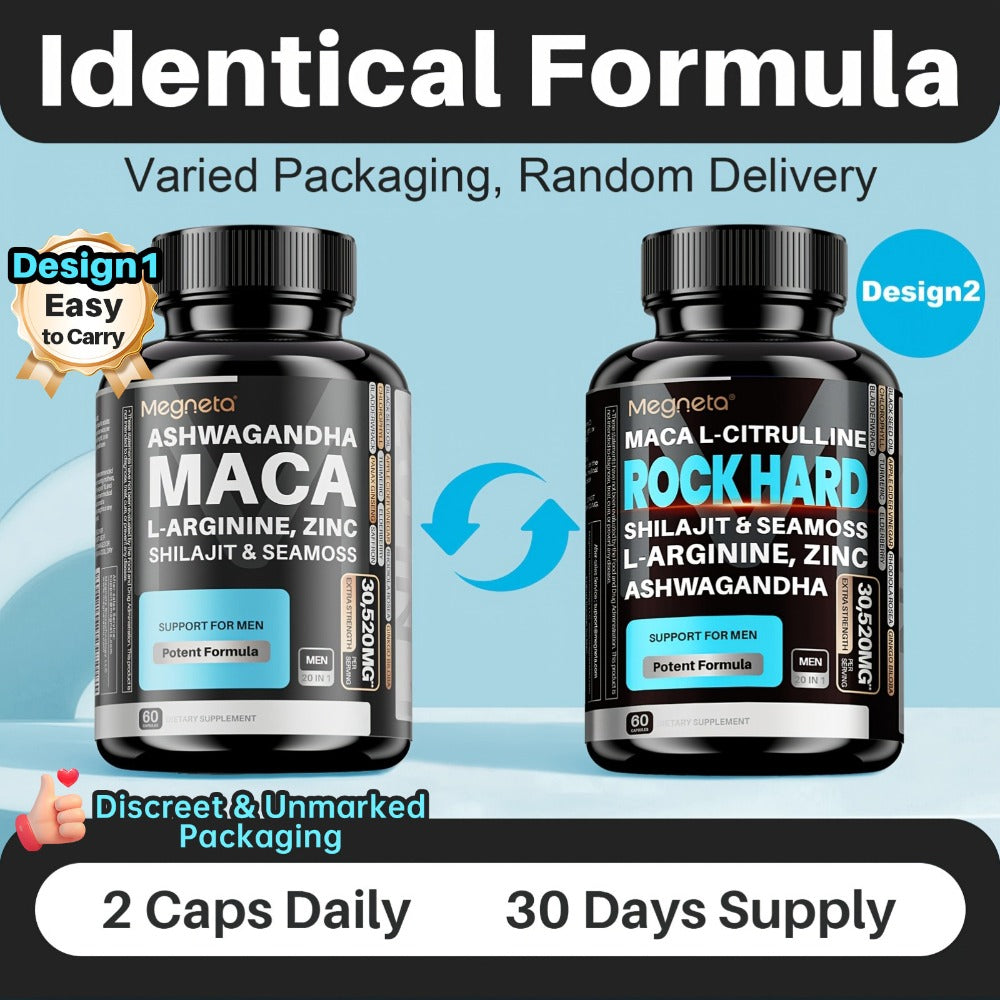 Maca Root & L-Arginine Men's Performance Supplement with Shilajit - Double-Acting Formula for Stamina