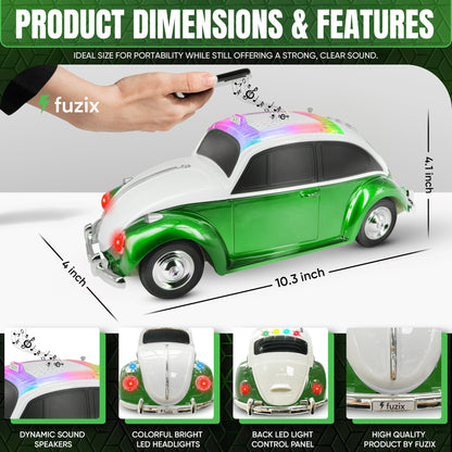Fuzix WS-1958 Vintage Car Bluetooth Speaker with LED Headlights & Taillights | Retro Wireless Stereo, FM Radio, AUX/USB/TF, Built-in Mic