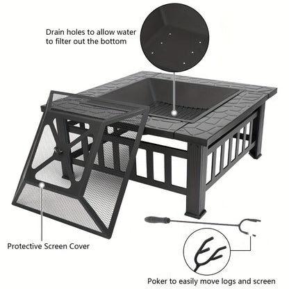 Fire Pit with Grill for Garden, Patio and Yard Use, with the Listed Configuration, for Everyday Use and Organized Storage