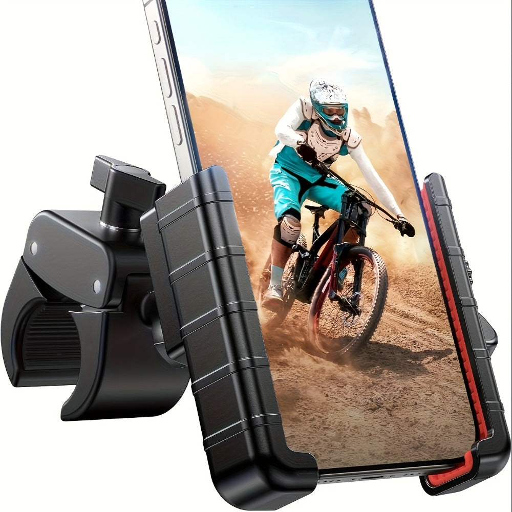 Motorcycle Phone Mount Handlebar Quick Lock – Universal Bike Phone Holder for 4"-7" Phones, No-Block Camera Design