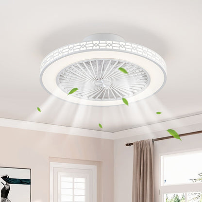 LED Ceiling Fan with Light 20 Inch Modern Flush Mount Adjustable Color Temperature 3000K for Entryways, Bedrooms and Living Spaces