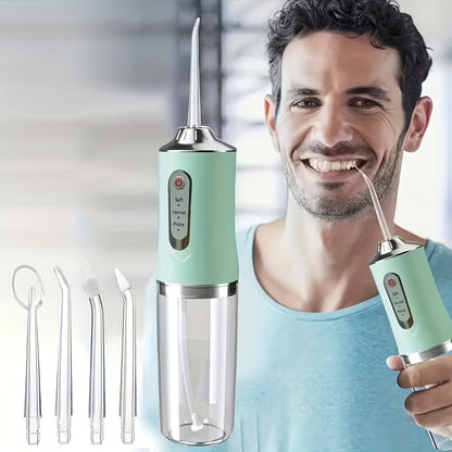 Water Flosser Cordless 270ml Oral Irrigator with Adjustable Pressure, 360-Degree Nozzle, Four Tips and USB Charging