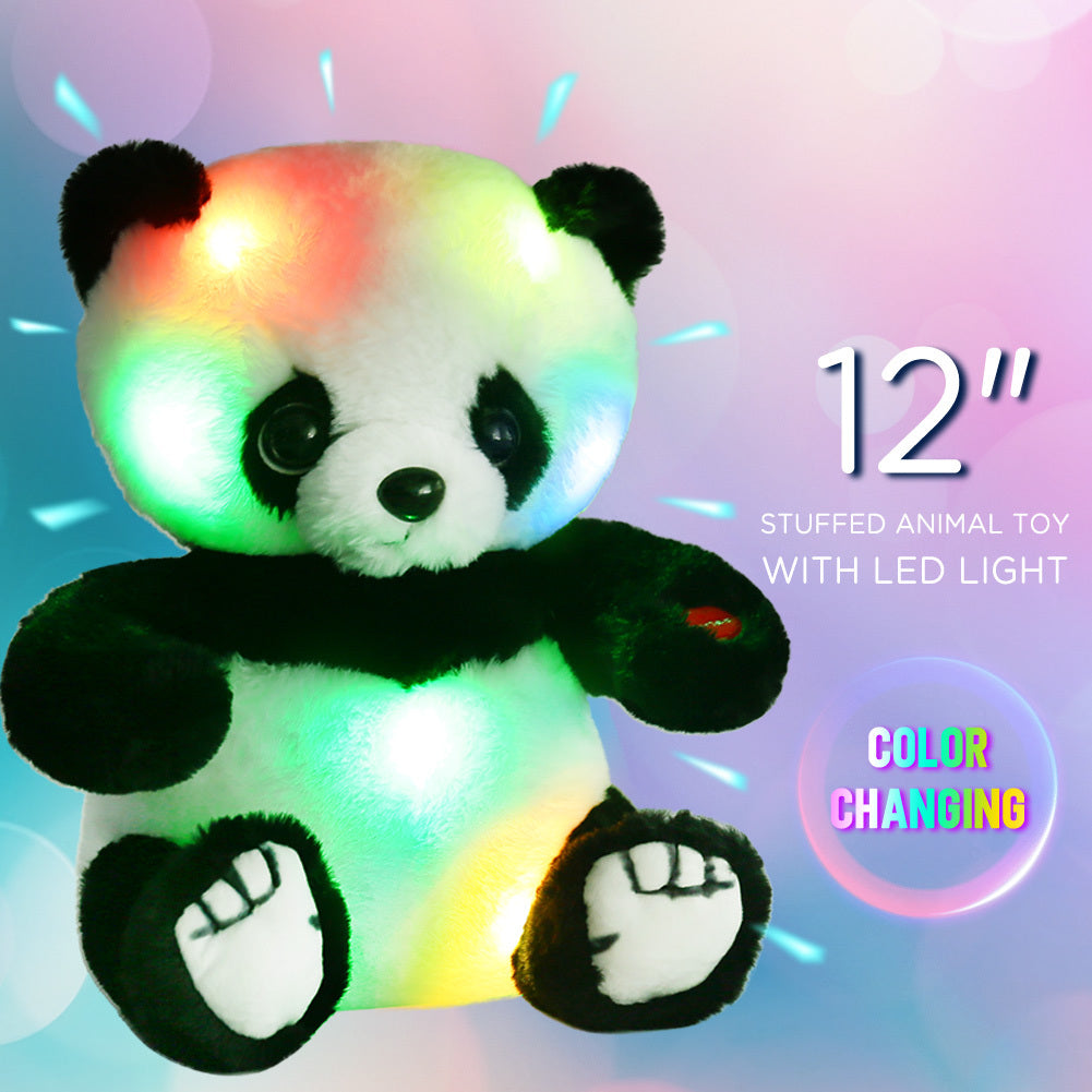 12-Inch Jumbo Light-Up Panda Plush with Color-Changing LEDs, Soft Stuffed Body, Button Control and 2-AA Battery Compartment