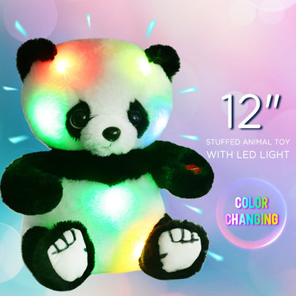 12-Inch Jumbo Light-Up Panda Plush with Color-Changing LEDs, Soft Stuffed Body, Button Control and 2-AA Battery Compartment