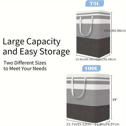 Collapsible Laundry Basket 3 Pack 75L – Freestanding Tall Clothes Hamper with Easy-Carry Handles for Bedroom, Bathroom, Family & Dorm
