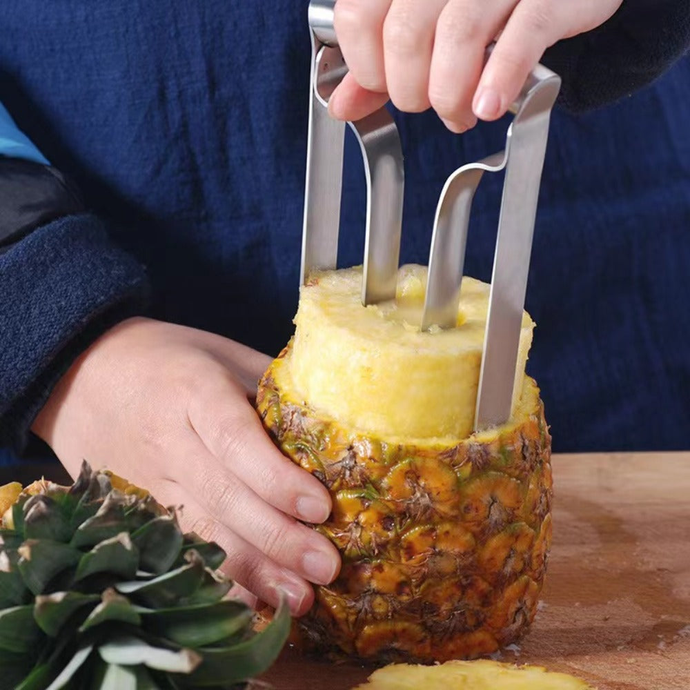Pineapple Corer and Slicer with Twin-Grip Frame in 1-Piece or 2-Piece Quantity Options for Kitchen Prep