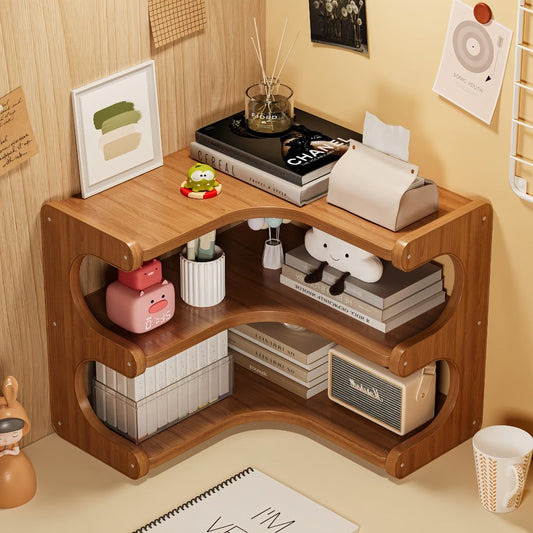 Corner Shelf Organizer 2 3 Tier Space Saving Desk Corner Rack for Home Office Bedroom Living Room