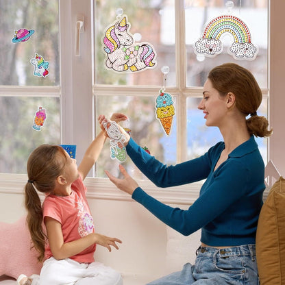 Diamond Gem Painting Kit for Girls Ages 6+ 16 Projects, 5D Gem Art Set with 2800+ Gems Unicorn Suncatchers Keychains Necklaces Stickers