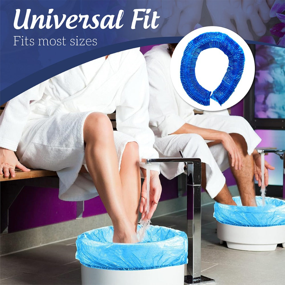 Disposable Pedicure Liners 400 Count XL 48"x48" Blue – Plastic Foot Spa Bowl Liners 9.5 Mic for Pedicure Chair Tub Nail Salon Spa