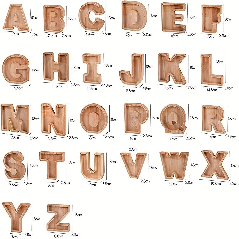 Personalized Wooden Piggy Bank for Kids – A-Z Alphabet Letter Initial Coin & Bill Savings Bank for Boys & Girls