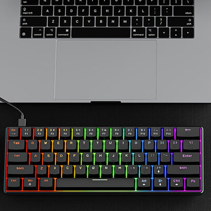 Mechanical Keyboard 61-Key Wired Hot-Swap Layout with Red or Blue Switches, RGB Backlighting and Six Color Options
