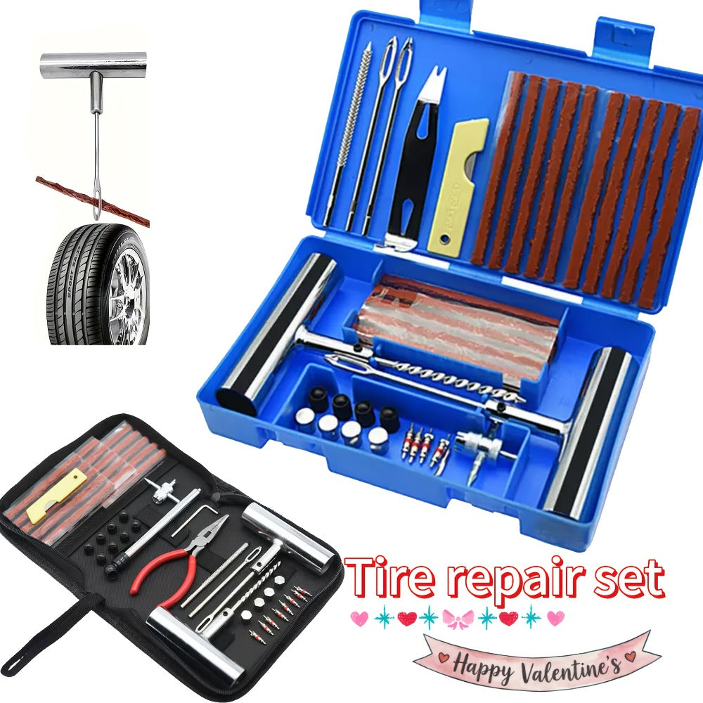 Tire Repair Tool Kit 47 / 58 / 104 / 116-Piece for Cars Motorcycles Trucks Tractors Trailers, Heavy-Duty Tubeless Tire Plug Patch Kit