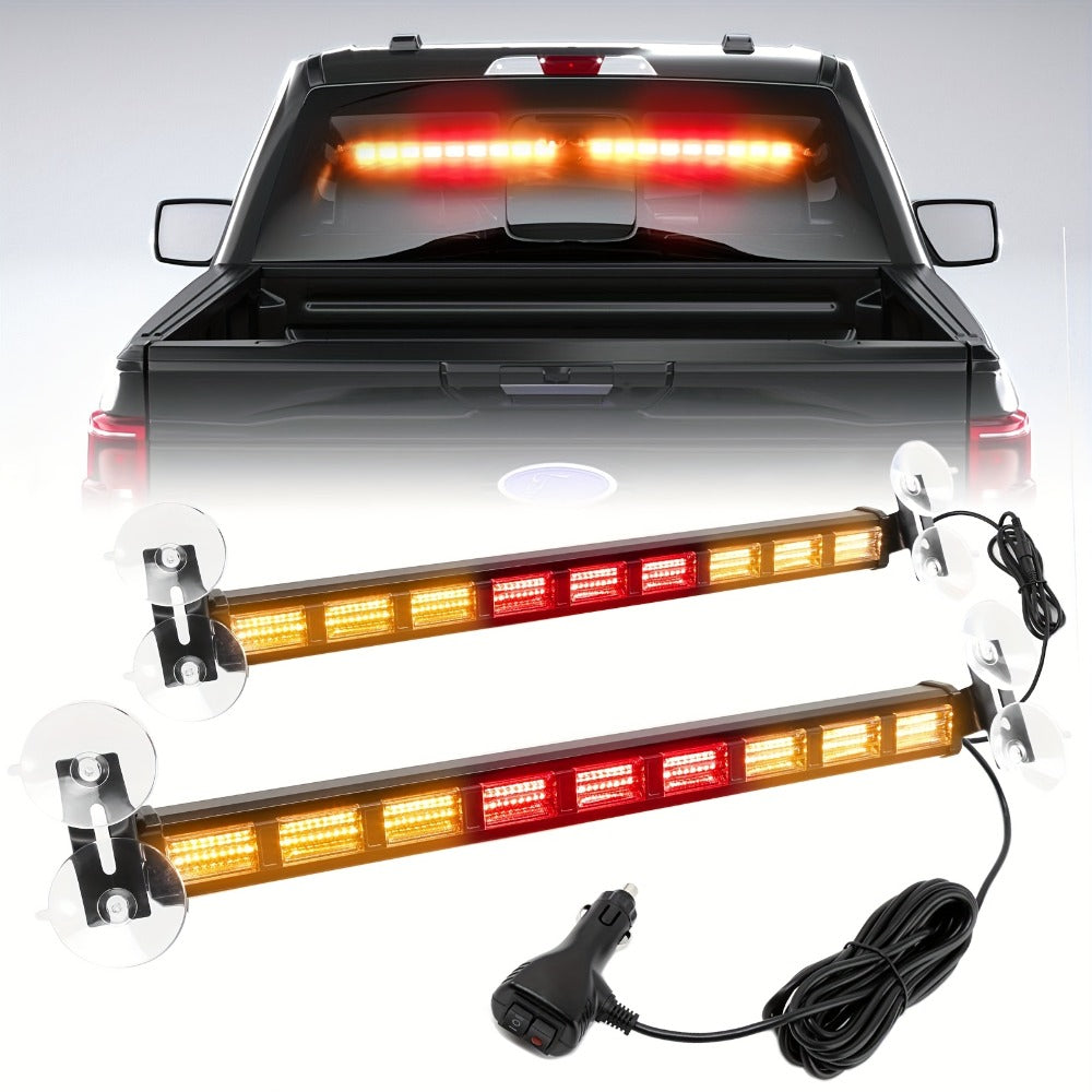 Visor Light Bar 162 LEDs 4-Color Switchable Emergency Warning Light Bar with 27 Flash Patterns Dual Switch Windshield Dash Lights for Trucks