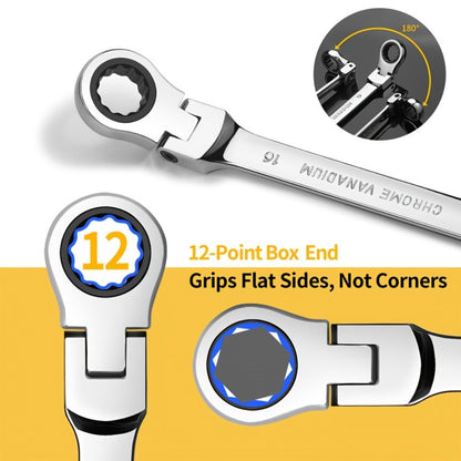 Ratchet Wrench Set 5pcs Flexible Head 6-10mm Metric Chrome Vanadium Steel 72-Tooth Combination Wrench for Home, Garage and DIY Projects