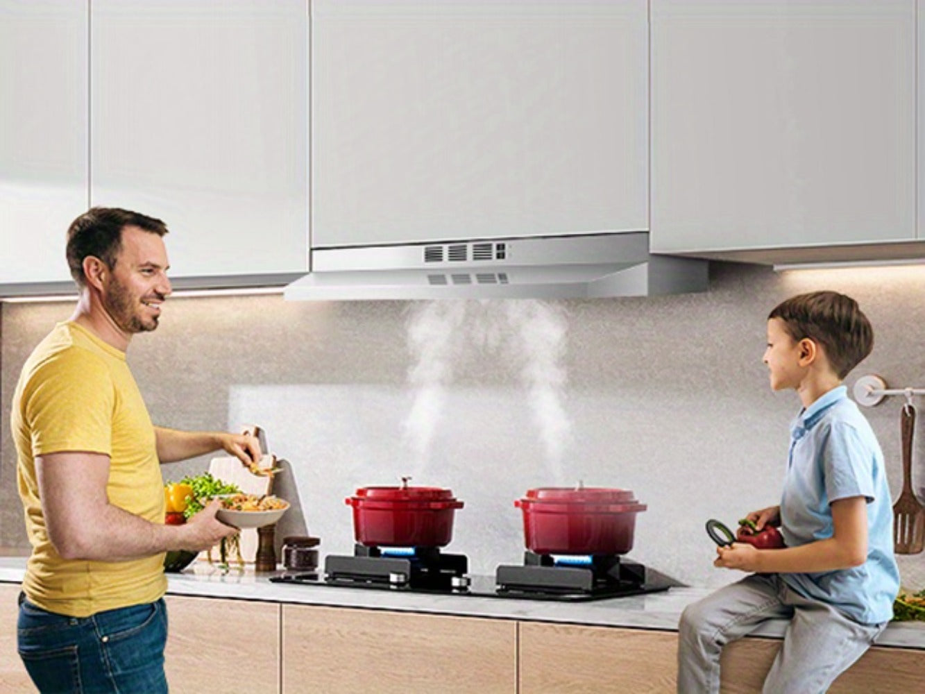Range Hood 36 Inch Under Cabinet Ducted Ductless Convertible Stainless Steel 350CFM 2-Speed for Home Cooking, Dining and Outdoor Meals