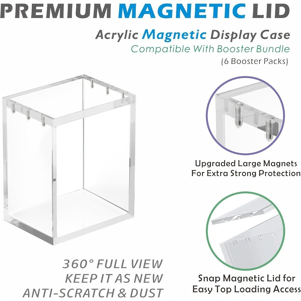 Acrylic Display Case for Pokemon Booster Bundle, UV Protection Magnetic Clear Box for Scarlet Violet