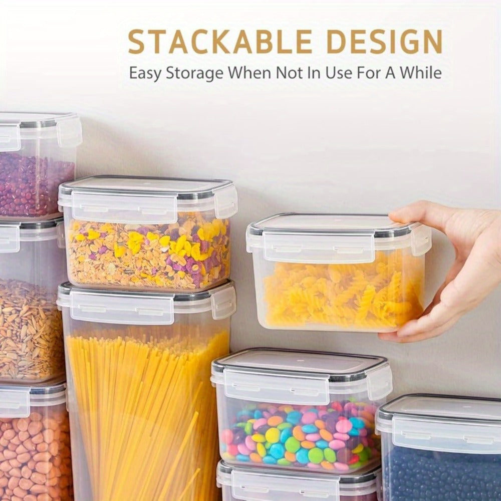 Pantry Jar Food Storage Organizer with Black Flip-Top Lids, Labels and Six Available Set Sizes