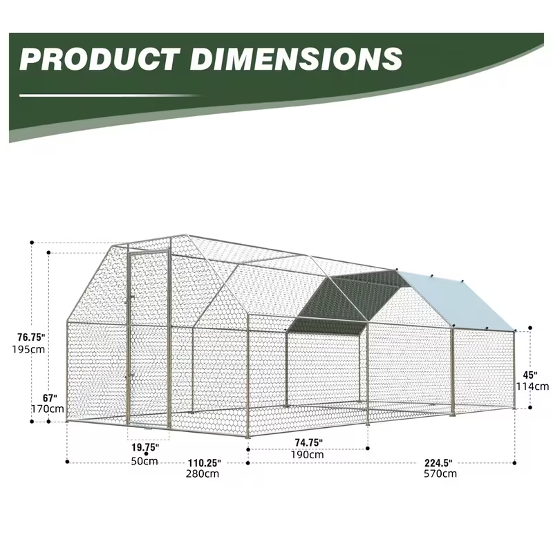 Metal Chicken Run Walk-in Poultry Enclosure with UV Protection - Dome Flat & Spire Roof Styles