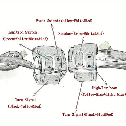 Harley Davidson Handlebar Control Switches with Wiring Harness, Chrome 1-Inch Left & Right Switch Kit for Sportster Softail Dyna V-ROD