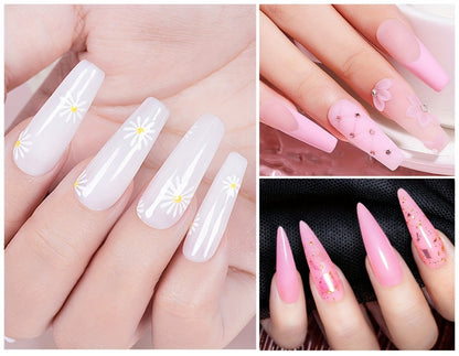 Builder Gel Nail Extension Starter Kit 5pcs Clear Nude Solid – Hard Gel Sculpting Set with Flower Molds & Sculpting Brush for 3D Floral Nail