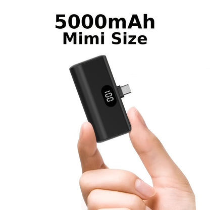 Power Bank 5000mAh Mini with Foldable USB-C Plug, 10W Listed Charging and Digital Display Pack