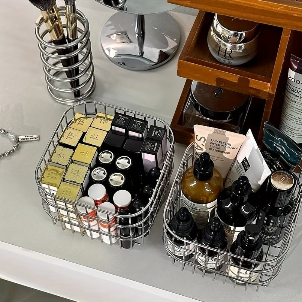 Open-Weave Storage Basket Organizer in Size S for Bathroom, Kitchen, Desk or Bedroom Shelves
