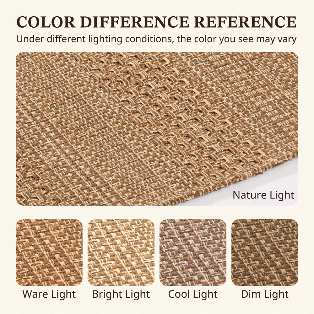 Braided Woven Indoor Rug with 2 x 3-Foot to 6 x 9-Foot Sizes and One Two-Piece Gray Mat Set