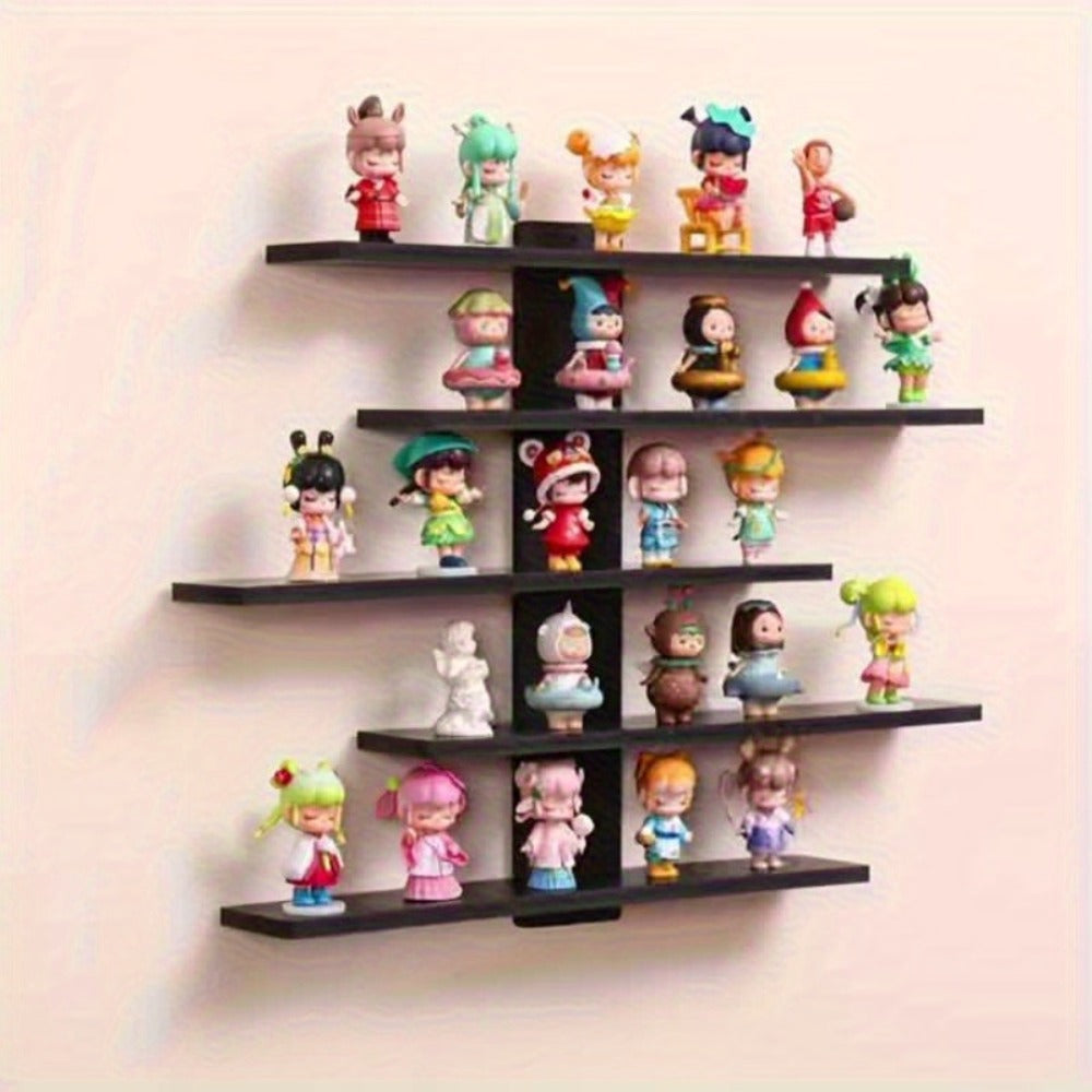 Five-Tier Wall-Mounted Display Shelf with Horizontal Ledges in Black or White Color Options