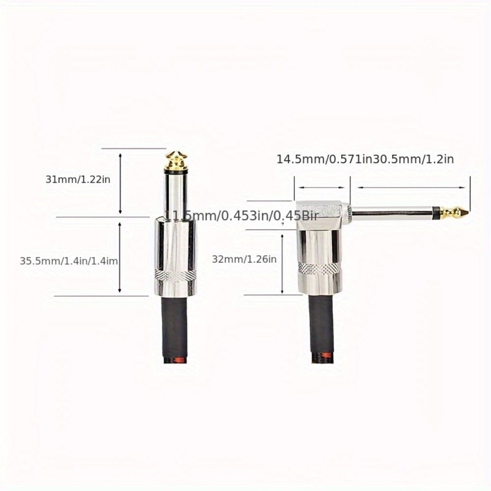 Guitar Bass Amplifier Cable with RCA Connectors, 10ft & 20ft, Tinned Copper Core, Durable Flexible Round Design