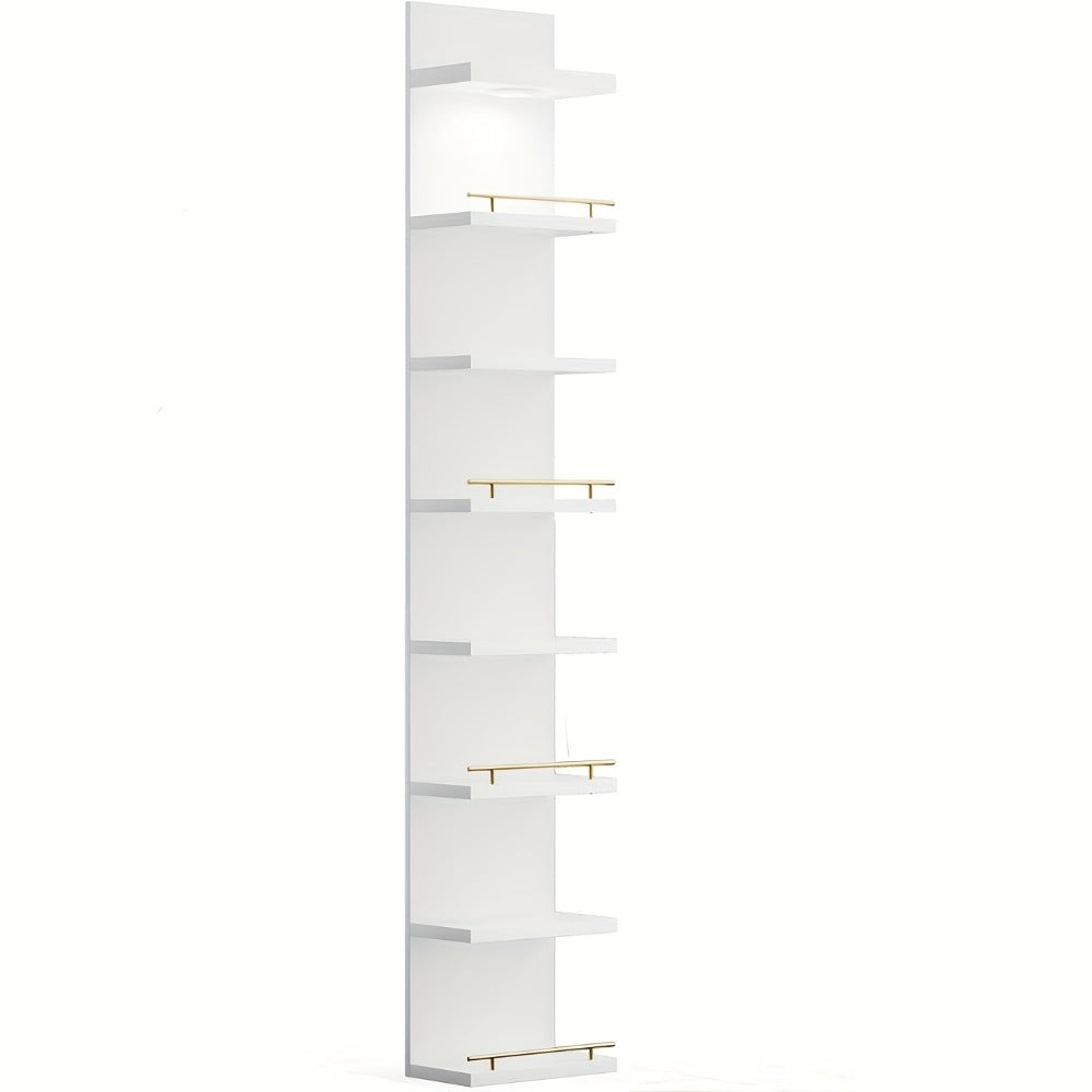Floating Wall Shelves with LED Light - 6 & 8 Tier Wall Mounted Display Shelf Unit with Anti-Slip Rails for Bedroom