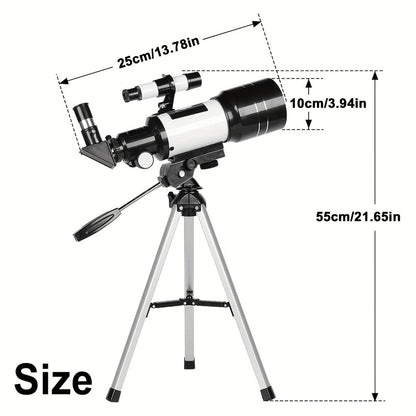 Monocular Telescope 150X with 3 Eyepieces, 70mm Aperture & Tripod – Portable Astronomical Refractor with Phone Holder & Barlow Lens