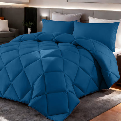 Comforter Set 2-3 Piece Rhombus Grid Luxury – Soft Lightweight Breathable Oversized Bedding Set with Pillowcases