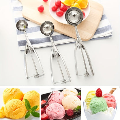Three-Piece Trigger Scoop Set with Small, Medium and Large Bowls for Ice Cream, Cookie Dough and Fruit