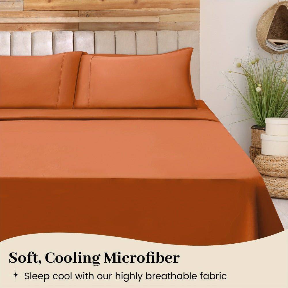 Bed Sheet Set California King 6-Piece Microfiber with 18-Inch Pocket and Sixteen Solid Color Choices