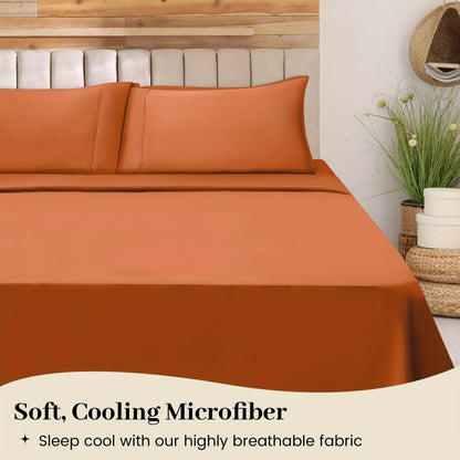 Bed Sheet Set California King 6-Piece Microfiber with 18-Inch Pocket and Sixteen Solid Color Choices